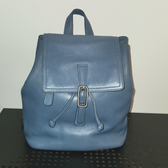 Coach Leather Baby Blue Backpack Purse - Picture 1 of 12